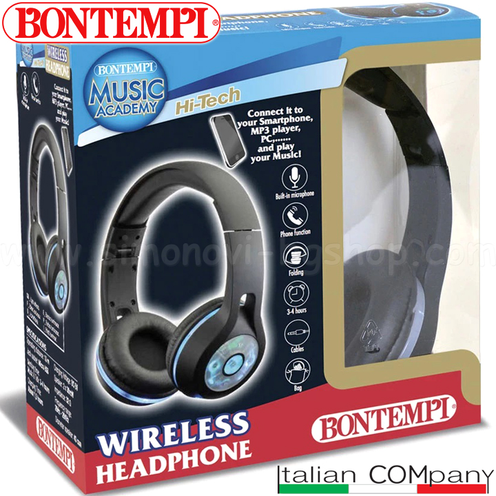 Bontempi Bluethooth Headphones with light in black 483001
